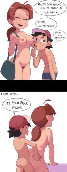1boy 1girl absurdres age_difference ash_ketchum ass delia_ketchum doggystyle hetero highres incest mature_female mother_and_son nintendo pokemon pokemon_(anime) pokemon_journeys sex sex_from_behind shota ta777371