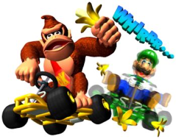 Rule 34 | banana, banana peel, car, donkey kong, donkey kong (series), donkey kong country, food, fruit, lowres, luigi, mario (series), mario kart, mario kart 64, motor vehicle, nintendo, official art, super mario bros. 1