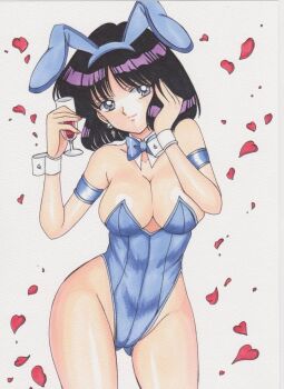 Rule 34 | 1girl, bishoujo senshi sailor moon, bishoujo senshi sailor moon s, bishoujo senshi sailor moon supers, breasts, curvy, female focus, highleg, highleg leotard, leotard, looking at viewer, medium breasts, rabbit ears, rascal (artist), rascal (n119), short hair, solo, standing, tomoe hotaru, wide hips