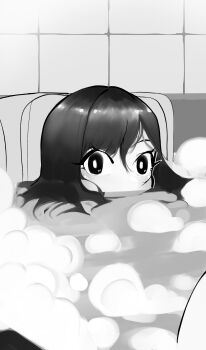1girl bath bathtub bubble jushikuroni looking_at_viewer original tiles water