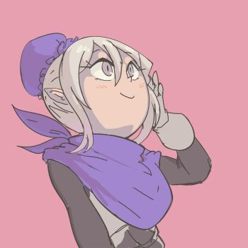 1girl blush chignon davewaterfalls dragon_girl female_kana_(fire_emblem) fire_emblem fire_emblem_fates neckerchief nintendo pointy_ears red_eyes solo white_hair