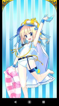Rule 34 | 1girl, arm up, armpits, barefoot, blonde hair, blue eyes, breasts, doll, dolphin, epaulettes, giuniu, hat, highres, holding, holding swim ring, innertube, medium hair, mel oceano, one-piece swimsuit, sailor collar, small breasts, swim ring, swimsuit, uchi no hime-sama ga ichiban kawaii, white one-piece swimsuit, white sailor collar