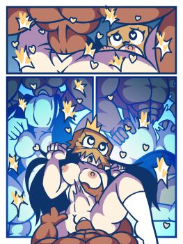 1girl abs ahegao anal ass breasts crown curvy dark_skin deepthroat fellatio grabbing_another&#039;s_breast groping heart heart-shaped_pupils highres huge_ass indie_virtual_youtuber large_breasts mask muscular muscular_male nipples non-web_source nosoyemzaro oral socks symbol-shaped_pupils thick_thighs thighs toko_(vtuber) vaginal white_socks wide_hips