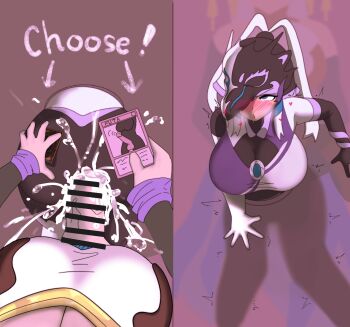 1futa absurdres artist_name artist_request ass ass_focus black_bodysuit blue_eyes bodysuit breasts cleavage cum cum_in_pussy female_focus fleurdelis_(yu-gi-oh!) fucked_silly futanari helmet highres large_breasts long_hair pov pov_hands pussy rape sex sex_from_behind stuck swordsoul_(yu-gi-oh!) swordsoul_of_mo_ye the_iris_swordsoul through_wall twintails unworn_headwear unworn_helmet white_hair yu-gi-oh!