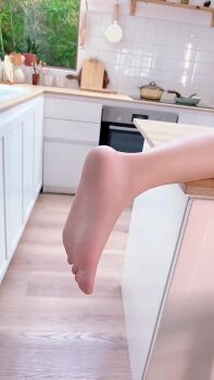 1girl 1other animated apron ass ass_focus ass_shake back barefoot blue_hair cosplay feet from_behind grabbing_another's_ass groping hololive indoors kitchen long_hair lying naked_apron on_stomach pekomama pekomama_(cosplay) pussy_patch real_life soles sound spanked spanking tagme the_pose thighs toes twerking umeko_j video virtual_youtuber
