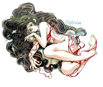 1girl black_hair completely_nude green_eyes nude original oyster pearl soshi1234