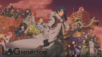Rule 34 | 10s, akatsuki (log horizon), animal ears, armor, blonde hair, blue hair, boots, braid, brown eyes, brown hair, cape, dress, fingerless gloves, flagrant olive, fox ears, glasses, gloves, hara kazuhiro, hat, henrietta (log horizon), hien (log horizon), highres, isami (log horizon), isuzu (log horizon), japanese clothes, kitsunesaru, kurinon (log horizon), kushi yatama, liese (log horizon), log horizon, long hair, lunderhaus cord, marielle (log horizon), mini hat, mini top hat, minori (log horizon), multiple boys, multiple girls, naotsugu (log horizon), nazuna (log horizon), nyanta (log horizon), official art, official wallpaper, pink hair, ponytail, purple hair, richou (log horizon), rieze (log horizon), serara (log horizon), shiroe (log horizon), short hair, shorts, shouryuu (log horizon), soujirou seta, staff, sword, tetra (log horizon), thighhighs, top hat, touya (log horizon), weapon, yellow eyes, yuzuko (log horizon)
