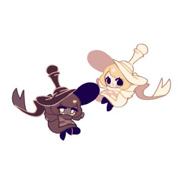 2others :o androgynous black_boots black_eyes black_pantyhose blonde_hair blush_stickers bob_cut boots brown_dress brown_hair brown_hat brown_ribbon checkered_clothes checkered_dress chibi commentary cookie_run cookie_run:_ovenbreak dark_skin dress expressionless floating happy hat hat_ribbon highres long_sleeves multiple_others open_mouth other_focus outstretched_arms pantyhose parted_lips pawn_black_cookie pawn_white_cookie puffy_long_sleeves puffy_sleeves reed ribbon short_hair simple_background sleeves_past_wrists smile symbol-only_commentary turtleneck turtleneck_dress white_background white_dress white_eyes white_hat white_ribbon