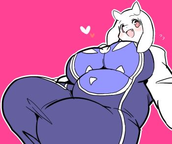 1girl artist_request big_belly breasts furry goat huge_breasts mature_female open_mouth red_eyes toriel undertale utdr_(toby_fox)