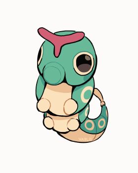 animated animated_gif artist_name black_eyes blinking bug caterpie caterpillar commentary english_commentary full_body gen_1_pokemon highres lithiumlocket nintendo no_humans pokemon pokemon_(creature) pokemon_focus simple_background solo white_background