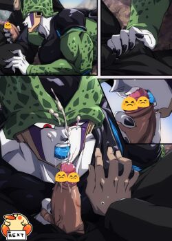 2boys arena arrow_(symbol) between_legs bird bite_mark bite_mark_on_penis biting biting_penis black_jacket black_male_underwear black_nails black_pants black_skin black_wings blue_skin blue_sky blue_tongue bulge cell_(dragon_ball) censored colored_skin colored_tongue comic commentary cum cum_in_mouth cum_on_body cum_on_tongue cum_on_upper_body dragon_ball dragonball_z emoji emoji_censor facial fellatio green_skin hand_on_another&#039;s_head hand_on_another&#039;s_shoulder hand_on_another&#039;s_testicles hand_on_another&#039;s_thigh hand_on_bulge irrumatio jacket long_sleeves looking_at_another looking_at_penis looking_down lying male_focus male_underwear male_underwear_pull multicolored_skin multiple_boys multiple_views oguri_shun on_back open_mouth oral pants penis penis_grab perfect_cell pov pov_crotch pov_hands purple_skin rape red_eyes sky smile solo_focus spots spread_legs sweat teeth testicle_grab testicles tongue tongue_out touching_another&#039;s_crotch underwear upper_body veins veiny_penis white_skin wings yaoi yellow_skin