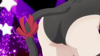 1girl animated animated_gif anime_screenshot ass ass_focus black_leotard black_thighhighs cat_tail fate/kaleid_liner_prisma_illya fate_(series) highleg highleg_leotard illyasviel_von_einzbern illyasviel_von_einzbern_(beast_style) leotard loli red_ribbon ribbon star_(symbol) tail tail_ornament tail_ribbon tail_wagging thighhighs