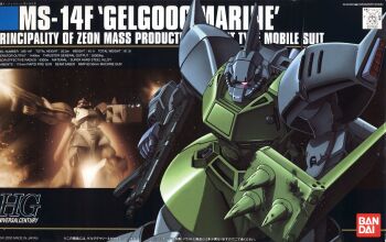 1990s_(style) 2000 absurdres battle box_art cable copyright_notice dated firing gelgoog gelgoog_marine gun gundam gundam_0083 gunpla highres logo machine_gun machinery mecha mecha_focus mobile_suit model_kit no_humans one-eyed painting_(medium) realistic retro_artstyle robot scan science_fiction shield shino_masanori space spiked_shield spikes thrusters title traditional_media weapon zeon zero_gravity