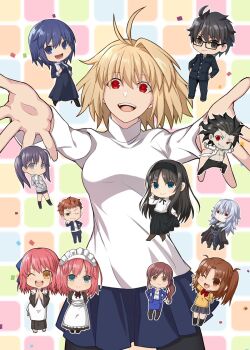 Rule 34 | 4boys, 6+girls, ahoge, apron, arcueid brunestud, arms at sides, arms up, ascot, black eyes, black hair, black pants, black pantyhose, black ribbon, black skirt, blonde hair, blue bow, blue coat, blue eyes, blue skirt, bow, breasts, brown eyes, brown kimono, chibi, chibi inset, ciel (tsukihime), coat, everyone, floating hair, formal clothes, fur coat, glasses, grey eyes, group picture, hair bow, hair slicked back, hands in pockets, hands on own hips, headband, highres, hirakawa, hisui (tsukihime), inui arihiko, jacket, japanese clothes, kimono, kohaku (tsukihime), looking at viewer, maid, maid apron, maid headdress, michael roa valdamjong, multiple boys, multiple girls, noel (tsukihime), nun, office lady, one eye closed, open clothes, open shirt, orange hair, pants, pantyhose, purple eyes, reaching, reaching towards viewer, red bow, red eyes, ribbon, saiki mio, school uniform, scrunchie, shirt, short hair, shorts, siblings, side ponytail, sisters, skirt, smile, souya high school uniform, step-siblings, sweater, teacher, tohno akiha, tohno shiki, tsukihime, tsukihime (remake), tunic, turtleneck, turtleneck sweater, twins, twintails, vampire, vlov arkhangel, wavy hair, white hair, white jacket, white shirt, white sweater, wing collar, yellow eyes, yumizuka satsuki