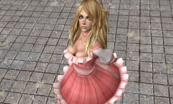 1girl 3d bad_girl_(no_more_heroes) blonde_hair breasts cowboy_shot female_focus frills from_above garry's_mod grasshopper_manufacture long_hair model no_more_heroes solo standing