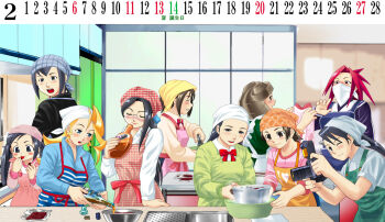 Rule 34 | 6+girls, apron, ayuhara natsu, black hair, blonde hair, blush, blush stickers, brown hair, calendar, chocolate, cooking, doctor, everyone, closed eyes, freckles, glasses, happy, hibiki ran, zaki (justice gakuen), iinchou (justice gakuen), indoors, justice gakuen, karuizawa momo, kazama akira, kirishima yurika, kitchen, long hair, minazuki kyoko, moero! justice gakuen, multiple girls, open mouth, red hair, school nurse, sleeves pushed up, smile, teacher, tiffany lords, tsukinowa kumatarou, twintails, wakaba hinata