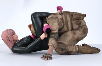 3d between_fingers between_legs bjj bodysuit bra dead_or_alive femdom headlock high_heels highres holding honoka_(doa) jiu-jitsu karate reverse_ryona scissorhold secret_agent triangle_choke underwear yumihs