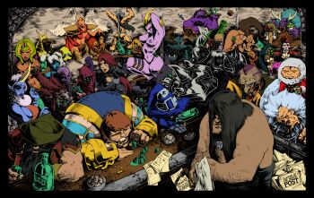 6+boys 6+girls alcohol alistar_(league_of_legends) armor bdsm beard bondage bound cassiopeia_(league_of_legends) dr._mundo evelynn_(league_of_legends) evelynn_(old) ezreal facial_hair galio gangplank_(league_of_legends) garen_(league_of_legends) heimerdinger highres horns jax_(league_of_legends) karthus katarina_(league_of_legends) kayle_(league_of_legends) league_of_legends leblanc_(league_of_legends) master_yi money mordekaiser multiple_boys multiple_girls muscular nasus nidalee nude nunu_(league_of_legends) poppy_(league_of_legends) ryze santa_costume singed single_horn sleeping soraka_(league_of_legends) swain_(league_of_legends) teemo topless_female tristana_(league_of_legends) trundle tryndamere twitch_(league_of_legends) veigar warwick wine yorick