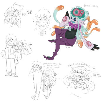 Rule 34 | bandaged arm, bandages, beanibooze, blue eyes, digimon, digimon (creature), digimon ghost game, higashimitarai kiyoshiro, jellyfish girl, jellymon, monster girl, redesign, short hair, tentacle hair, tentacles, white hair