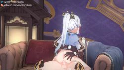 1boy 1girl 3d aether_(genshin_impact) animated anus artist_name ass ass_grab ayaka_(genshin_impact) black_gloves blonde_hair blue_eyes blue_hair blunt_bangs blush bouncing_breasts braid breasts choker cleft_of_venus closed_eyes clothed_sex couch cowgirl_position cum cum_in_pussy cumdrip ejaculation erection fingerless_gloves genshin_impact girl_on_top gloves hair_ornament heavy_breathing hetero house huge_filesize indoors long_hair looking_at_viewer medium_breasts moaning mole mole_under_eye multiple_views nipples on_couch open_clothes open_mouth patreon_logo patreon_username penis ponytail pussy serenitea_pot_(genshin_impact) sex shirakamii short_sleeves sidelocks sitting sound spread_legs straddling stukove testicles twitter_logo twitter_username vaginal vambraces video watermark web_address