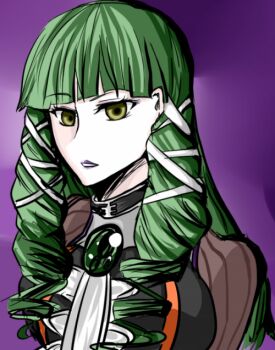 Rule 34 | artist request, dress, emeraude (tales of graces), green hair, hair ornament, long hair, smile, tales of (series), tales of graces, yellow eyes