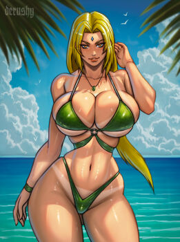 1girl blonde_hair breasts derushy huge_breasts long_hair naruto_(series) tsunade_(naruto)