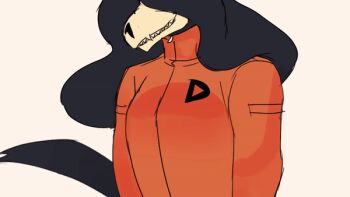 1girl animated animated_gif black_fur black_hair bouncing_breasts breasts furry furry_female furry_female goolahan huge_breasts monster_girl scp-1471 scp_foundation skull solo tail tail_wagging undressing unzipping