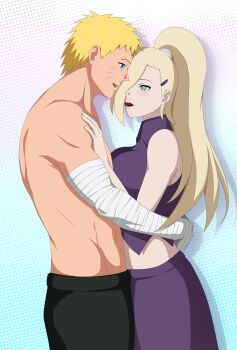 1boy 1girl absurdres blonde_hair blue_eyes blush boruto:_naruto_next_generations breasts highres naruto_(series) open_mouth uzumaki_naruto yamanaka_ino