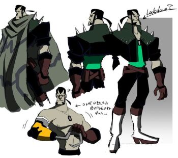 ? belt cloak evil_grin evil_smile gloves green_shirt grin hook_hand humanization jacket jewelry leather leather_jacket lockdown_(transformers) necklace non-web_source one_arm pants ponytail serious shirt short_ponytail smile spikes topless_male transformers transformers_animated white_footwear