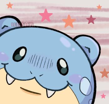 blush commentary english_commentary fangs gen_3_pokemon lululaozi nintendo no_humans pink_star pokemon pokemon_(creature) seal_(animal) snout solo solo_focus spheal star_(symbol)