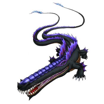 Rule 34 | claws, digimon, digimon (creature), digimon linkz, leviamon, leviamon (mutant), official art, open mouth, sharp teeth, teeth, third-party edit