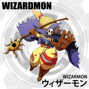Rule 34 | circle, d sandy, digimon, digimon (creature), gloves, hat, highres, skull, wizard, wizard hat, wizarmon