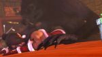 1girl 3d animated arm_support assertive_female bare_shoulders bell bent_over black_hair blueberg bouncing_breasts breasts breasts_out christmas claws collar dress dutch_angle eyeshadow final_fantasy final_fantasy_x fur fur-trimmed_dress fur_trim gift gloves hair_ornament hair_over_one_eye head_grab highres implied_sex indoors interspecies jewelry jiggle large_breasts lipstick long_hair looking_back looping_animation lulu_(ff10) makeup monster necklace nipples no_panties on_table purple_eyeshadow purple_lips red_eyes red_gloves santa_costume santa_dress solo_focus source_filmmaker_(medium) square_enix table video werewolf what