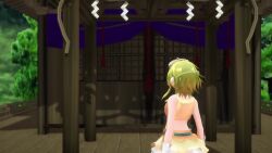 1girl 3d animated ass audible_music audience belt belt_buckle blush boots bouncing_ass breasts buckle covering_crotch covering_privates crop_top crowd dancing frilled_skirt frills from_behind from_below full_body gluteal_fold goggles goggles_on_head green_eyes green_hair gumi headphones medium_hair midriff mikumikudance_(medium) miniskirt multiple_views music navel no_panties onlookers outdoors panties panty_pull pointing public_indecency pulling_own_clothes singing skirt sleeveless small_breasts smile solo_focus sound stage standing sun sunlight thigh_strap uep20 underwear unworn_panties video vocaloid white_footwear yellow_skirt