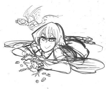 davewaterfalls dragon dragon_horns feathered_wings fire_emblem fire_emblem:_genealogy_of_the_holy_war grima horns julia_(fire_emblem) lying nintendo on_stomach sketch wings