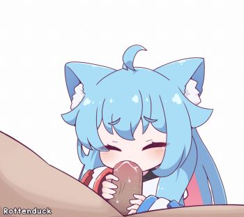 1boy 1girl ahoge animal_ear_fluff animated animated_gif bar_censor blue_eyes blue_hair censored closed_eyes fellatio hetero kurotofu large_variant_set loli long_hair long_sleeves looping_animation multicolored_hair oral original penis penis_grab pink_hair red_eyes streaked_hair two-tone_hair uncensored variant_set