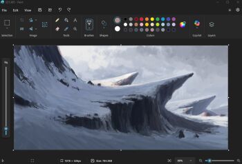 art_program_in_frame christian_young cliff commentary grey_sky jagged_rocks landscape microsoft_paint_(medium) microsoft_paint_(software) no_humans original outdoors painterly scenery screencap sky snow