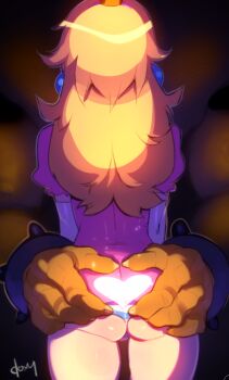 1boy 1girl ass back bad_id bad_tumblr_id blonde_hair bowser claws dark_background doxy elbow_gloves gloves grabbing_another&#039;s_ass groping heart heart_hands hetero interspecies mario_(series) monster monster_boy nintendo out_of_frame panties princess_peach puffy_sleeves super_mario_bros._1 underwear