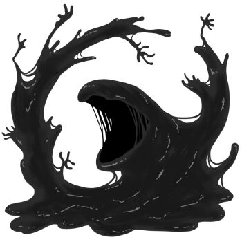 call_of_cthulhu commentary_request cthulhu_mythos formless_spawn mixed-language_commentary monster no_humans open_mouth simple_background slash_sai_430 slime_(creature) solo white_background