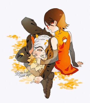 1boy 1girl arm_warmers black_hair black_jacket black_pants black_shoes blonde_hair boruto:_naruto_next_generations closed_eyes commentary facial_mark glasses highres holding holding_leaf jacket leaf light_rays lying_on_lap naruto_(series) onka_(aun_ka28) open-toe_shoes open_mouth pants red-framed_eyewear shoes short_hair sitting smile symbol-only_commentary twitter_username uchiha_sarada uchiha_symbol uzumaki_boruto watermark whisker_markings yokozuwari