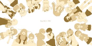 3h3983 6+girls a.i._voice absurdres adachi_rei album_name babel_(utau) blazer blunt_bangs camcorder camera cat_girl catfight_(synthesizer_v) chikyuu_no_ura_(cevio) closed_eyes collared_shirt commentary_request create-girl_(vocaloid) creator_connection daijoyuu-san_(synthesizer_v) dear_my_witchcraft_(vocaloid) dragon_girl dress eastern_dragon_horns eyepatch frilled_dress frills golden_number_(vocaloid) hair_ornament hairband hatsune_miku highres hoho_ga_kawaku_made_(vocaloid) holding holding_camera holding_paintbrush horns isei_(iyowa) isei_ni_ikou_ne_(cevio) issen_kounen_(vocaloid) iyowa_(igusuri_please)_(style) iyowa_girls jacket kaneko_(iyowa) kinki-chan_(iyowa) lime_(maimaimaigoen) lion_(maimaimaigoen) long_hair long_sleeves looking_at_viewer lying maho-chan_(iyowa) maid maid_headdress maimaimaigoen medical_eyepatch momo_(iyowa) momoiro_no_kagi_(vocaloid) monochrome multicolored_hair multiple_girls neck_ribbon netsu_ijou_(utau) on_back one_side_up own_hands_clasped own_hands_together paintbrush pajamy_(character)_(iyowa) pinafore_dress pleated_skirt ponytail ribbon riko_(iyowa) school_uniform serafuku shared_blanket shirt short_hair simple_background skirt sleeping sleeveless sleeveless_dress star_(symbol) star_hair_ornament suspender_skirt suspenders sweater twintails two-tone_hair under_covers ura_(iyowa) utau video_camera vocaloid watashi_wa_kinki_(vocaloid) white_background yumemiru_uroko_(voisona) yuu_(iyowa)