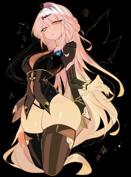 Rule 34 | 1girl, black background, black jacket, black thighhighs, breasts, closed mouth, commentary, cropped legs, double-parted bangs, hair between eyes, hand up, highres, jacket, large breasts, leotard, leotard under clothes, long hair, long sleeves, looking at viewer, official alternate costume, single hair intake, skindentation, solo, thick thighs, thighhighs, thighs, usa37107692, very long hair, white hair, yellow eyes, yellow leotard, yixuan (trails of ink) (zenless zone zero), yixuan (zenless zone zero), zenless zone zero