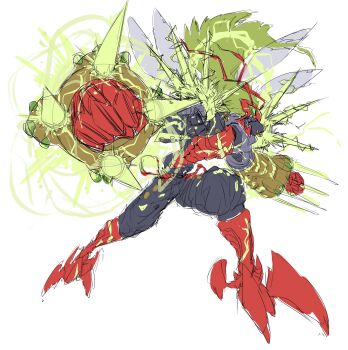 Rule 34 | 1boy, armor, arthropod boy, banchostingmon, banchou, delinquent, digimon, digimon (creature), highres, male focus, sharp teeth, solo, teeth