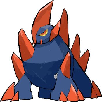 commentary_request crystal full_body gen_5_pokemon gigalith kawaanago lowres nintendo no_humans pokemon pokemon_(creature) pokemon_focus red_eyes solo transparent_background