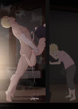 1girl 2boys against_wall age_difference anal_beads anal_tail animal_ears blonde_hair boruto:_naruto_next_generations brother_and_sister butt_plug cat_ears cheating_(relationship) completely_nude cum cum_in_clothes cum_in_pussy cumdrip door eavesdropping ejaculation facial_mark fake_animal_ears fake_tail family father_and_daughter father_and_son flat_chest hetero highres incest loli multiple_boys muscular muscular_male namidate naruto_(series) netorare nude pectorals sex sex_toy shota siblings sisterly_netorare size_difference sweat tail tiptoes uzumaki_boruto uzumaki_himawari uzumaki_naruto whisker_markings