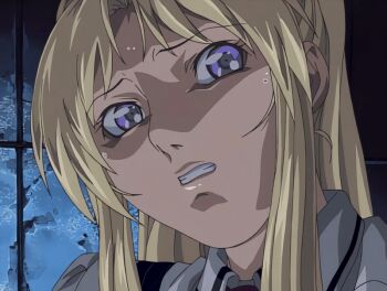 00s 1futa 1girl 2003 animated animated_gif bible_black bible_black_night_of_the_walpulgiss bow bowtie fellatio futa_with_female futanari imari_kurumi irrumatio oral penis purple_eyes saeki_kaori school_uniform tagme veins veiny_penis