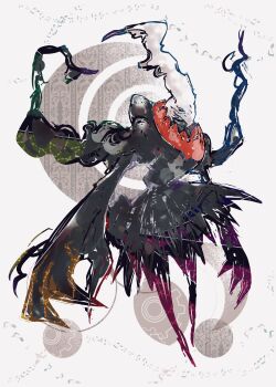 absurdres black_fur black_skin blue_eyes bright_pupils bwmtk1110 claws colored_skin covered_eyes darkrai dated full_body gen_4_pokemon highres legendary_pokemon mythical_pokemon nintendo no_humans no_mouth pokemon pokemon_(creature) pokemon_focus solo whisp white_background white_pupils