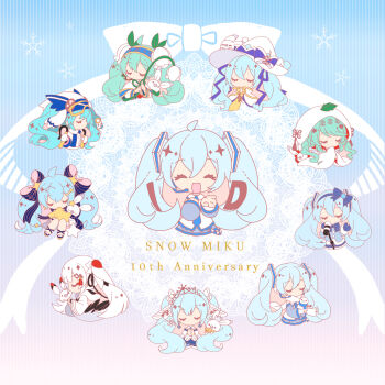 anniversary aqua_hair bare_shoulders beamed_eighth_notes beamed_sixteenth_notes belt blue_bow blue_dress blue_hair blue_mittens blue_scarf blue_skirt blue_sleeves bow bowtie cape capelet character_name chibi closed_eyes coat covering_own_mouth cropped_torso detached_sleeves dress earmuffs earrings english_text facing_away flower from_side fur-trimmed_coat fur-trimmed_sleeves fur_trim goggles gold_trim hair_ornament hair_ribbon hairband hand_on_own_chest hat hat_bow hatsune_miku headphones headset highres holding holding_flower holding_microphone hood hooded_kimono hugging_own_legs japanese_clothes jewelry juliet_sleeves kimono leaf long_hair long_sleeves microphone microphone_stand mittens multiple_persona musical_note neck_ruff necktie nishina_hima no_mouth open_mouth outstretched_arm owl_ears own_hands_together princess puffy_sleeves rabbit rabbit_yukine reaching reaching_towards_viewer ribbon scarf shirt sitting ski_gear ski_goggles ski_mask ski_pole skirt smile snowbell_(flower) snowflake_earrings snowflake_print snowflakes snowman star_(symbol) star_hair_ornament striped_ribbon tassel tiara treble_clef twintails uchikake upper_body very_long_hair vocaloid white_cape white_capelet white_hair white_headwear white_kimono white_scarf white_shirt wide_sleeves witch_hat yellow_neckwear yuki_miku yuki_miku_(2010) yuki_miku_(2011) yuki_miku_(2012) yuki_miku_(2013) yuki_miku_(2014) yuki_miku_(2015) yuki_miku_(2016) yuki_miku_(2017) yuki_miku_(2018) yuki_miku_(2019)