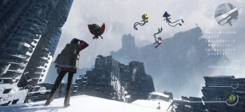 1boy abandoned absurdres asteroid_ill azelf backpack bag black_hair blue_skin bug building cellphone city closed_eyes closed_mouth cloud cloudy_sky colored_skin day floating fog forehead_jewel from_below full_body gem gen_4_pokemon gen_8_pokemon highres jacket legendary_pokemon long_sleeves looking_at_another mesprit minimap multicolored_skin multiple_tails nintendo orange_jacket orbeetle original outdoors pants phone poke_ball poke_ball_(basic) pokemon pokemon_(creature) pokemon_focus post-apocalypse red_gemstone ruins scenery shoes sky skyscraper smartphone smile snow snowing standing tail two-tone_skin two_tails user_interface uxie very_wide_shot yellow_eyes