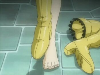 1boy 1girl animated animated_gif bare_legs barefoot bdsm between_toes boots unworn_boots feet femdom footjob hetero high_heel_boots high_heels kisaragi_hiyori legs penis shoes unworn_shoes soles standing toenails toes uncensored yakin_byoutou yakin_byoutou_san